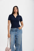 Polo Top Navy Blue